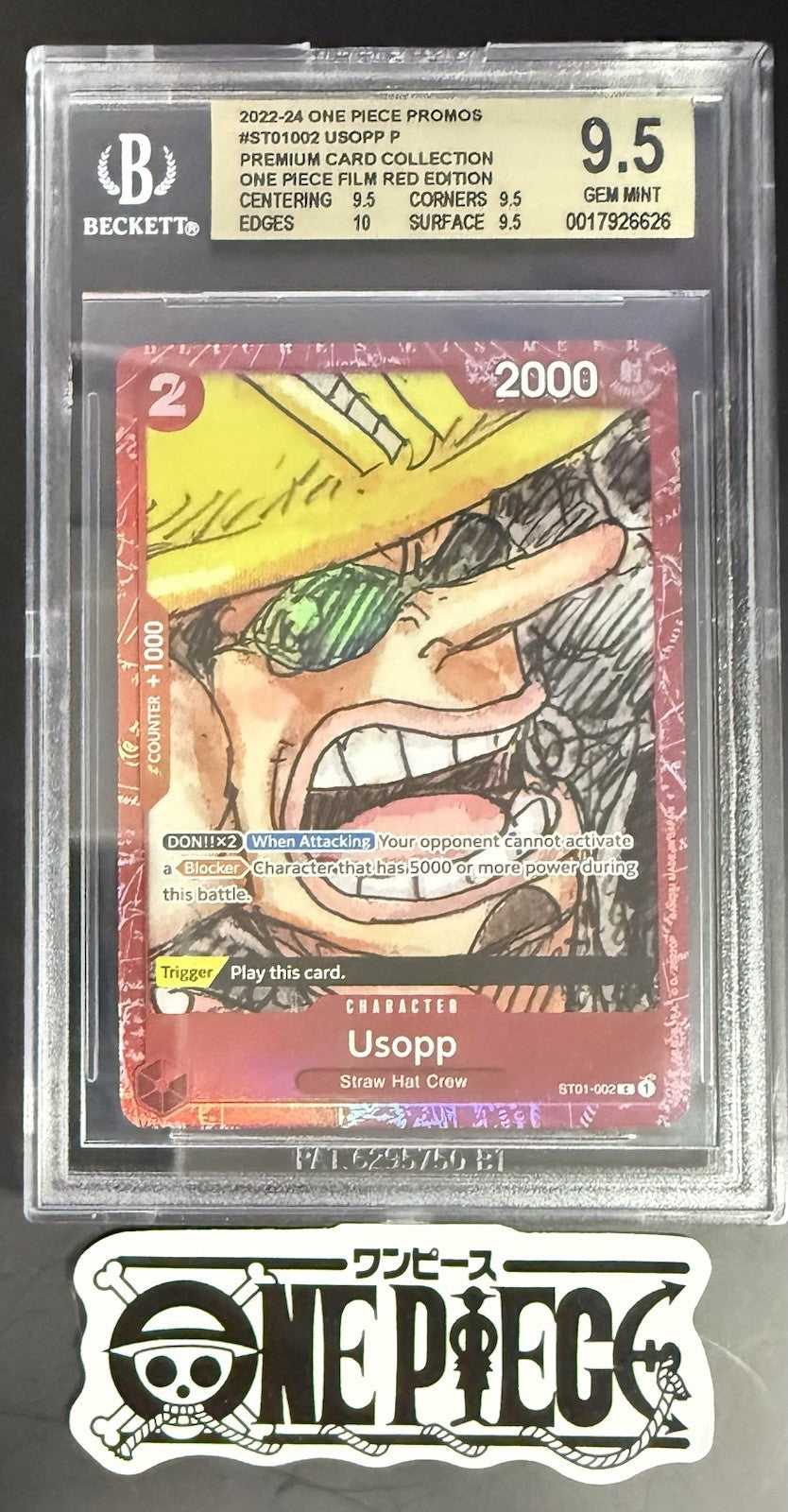 BGS 9.5 One Piece ST01-002 C Usopp - English - Card Collection Red - Graded