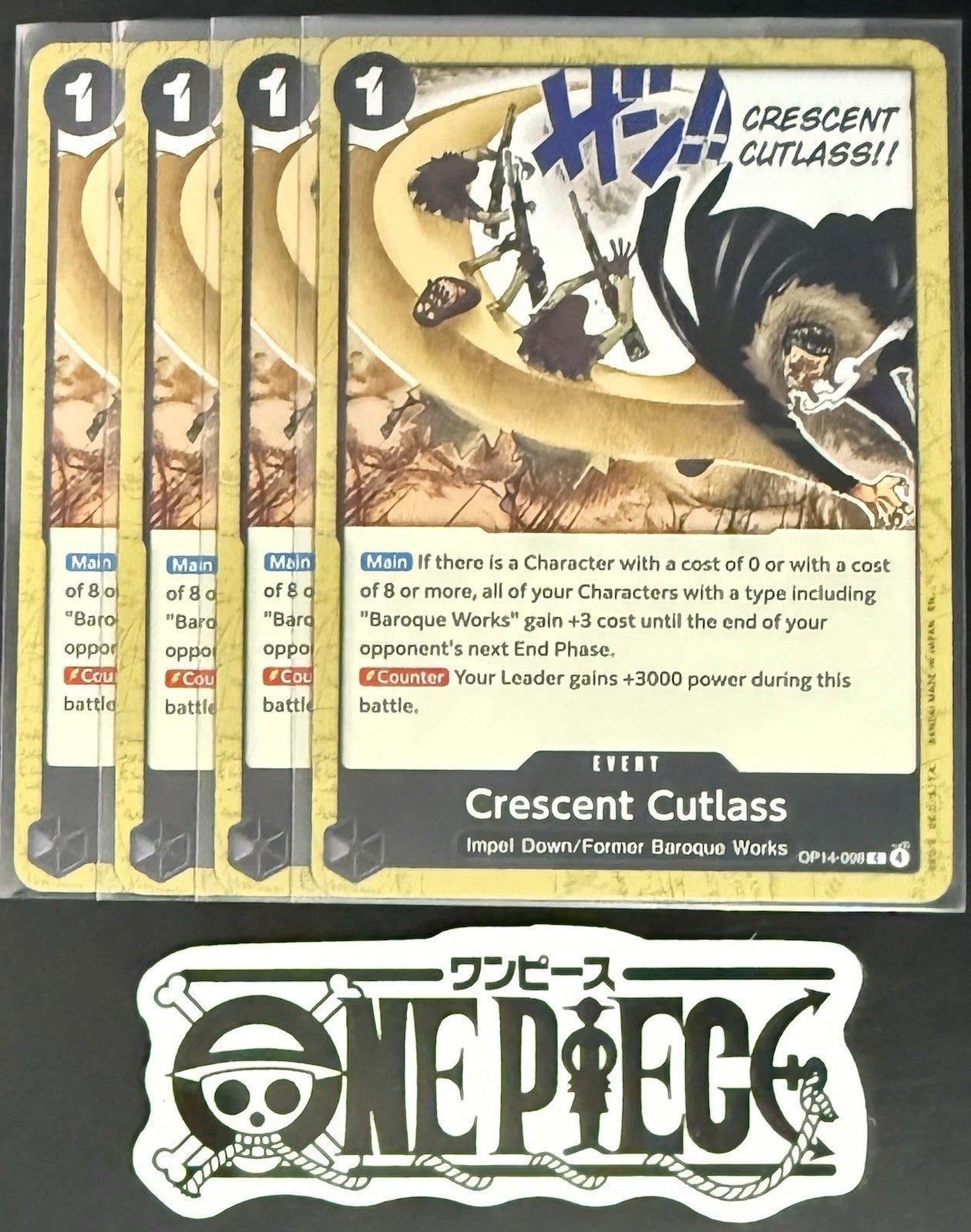 4x One Piece OP14-098 C Crescent Cutlass - ENG - Regular - Playset - NM/M