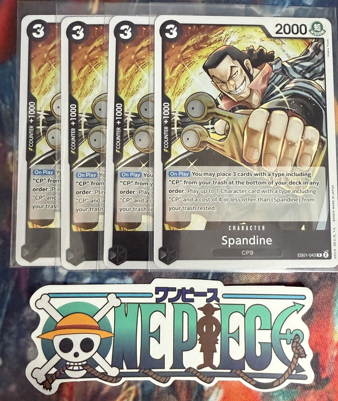 4x One Piece EB01-043 R Spandine - ENG - Foil - Playset - TCG - NM/M