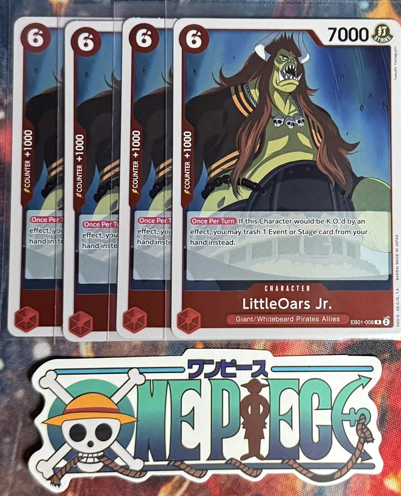 4x One Piece EB01-008 R LittleOars Jr. - ENG - Foil - Playset - TCG - NM/M