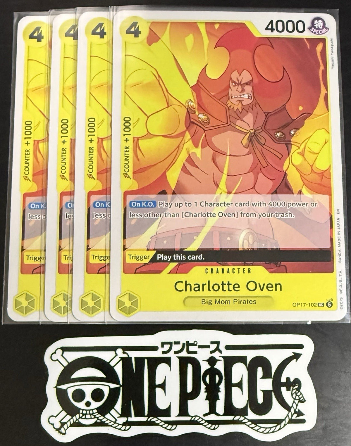 4x One Piece OP17-102 UC - Charlotte Oven - EN - Regular - Play Set - TCG - NM/M