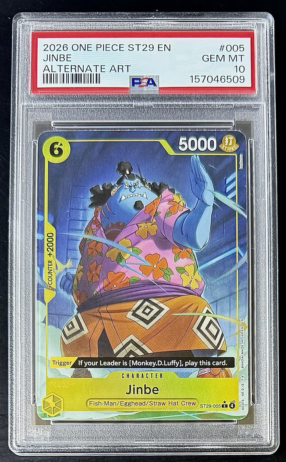 PSA 10 One Piece ST29-005 C* - Jinbe - Alt Art - EN - Foil - Set ST29 Egghead