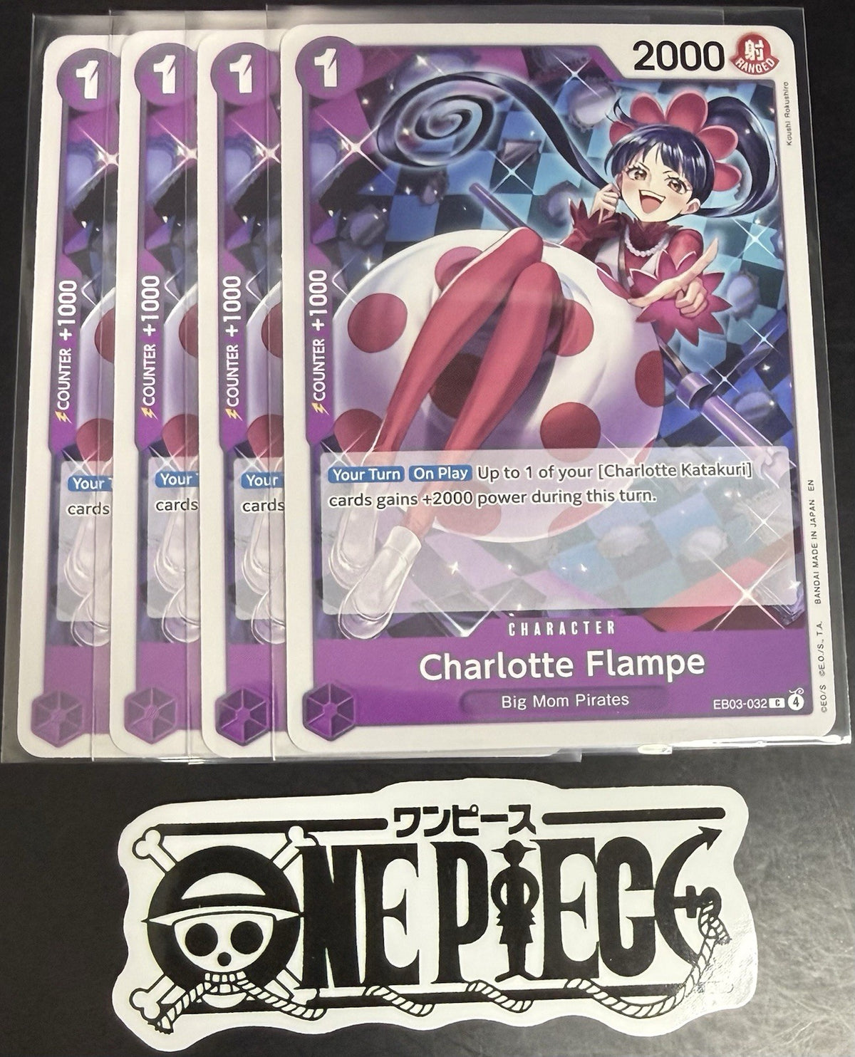 4 x One Piece EB03-032 C - Charlotte Flampe - EN - Regular - Play Set - NM/M
