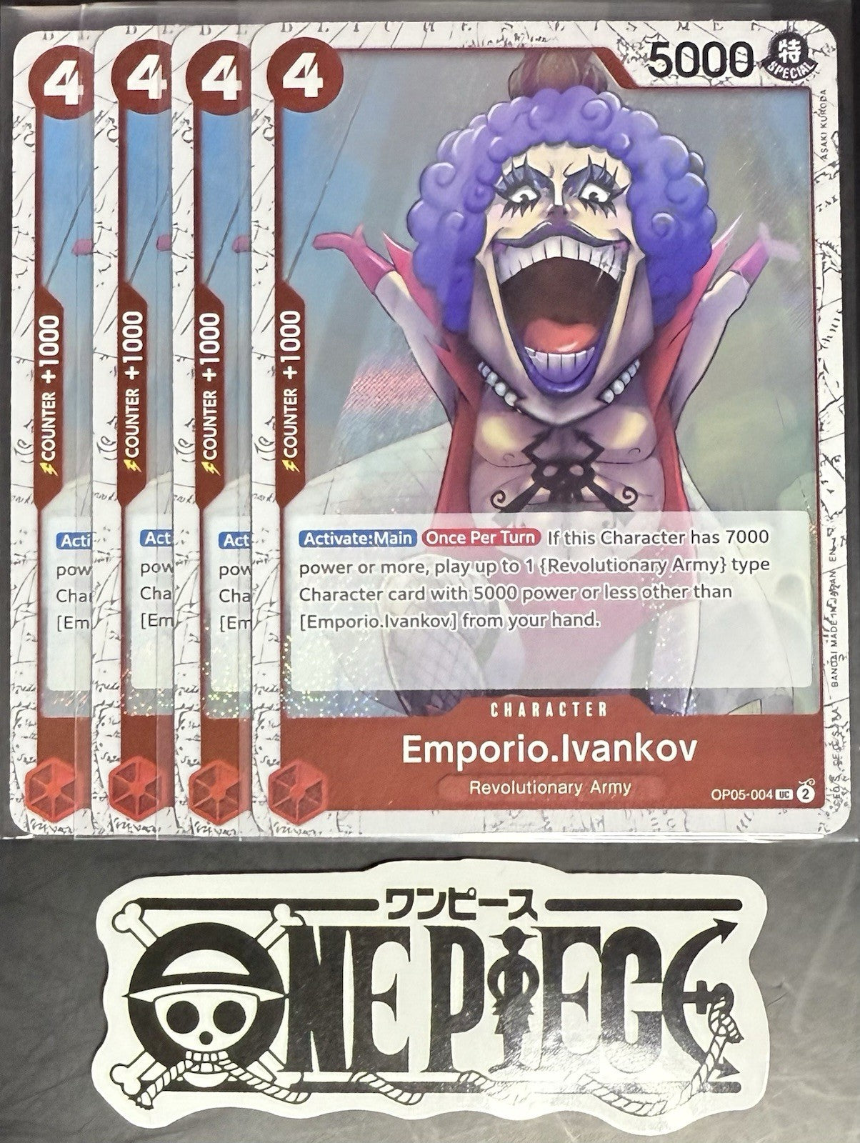 4 x One Piece OP05-004 UC Emporio.Ivankov - English - PRB02 Foil - Playset -NM/M