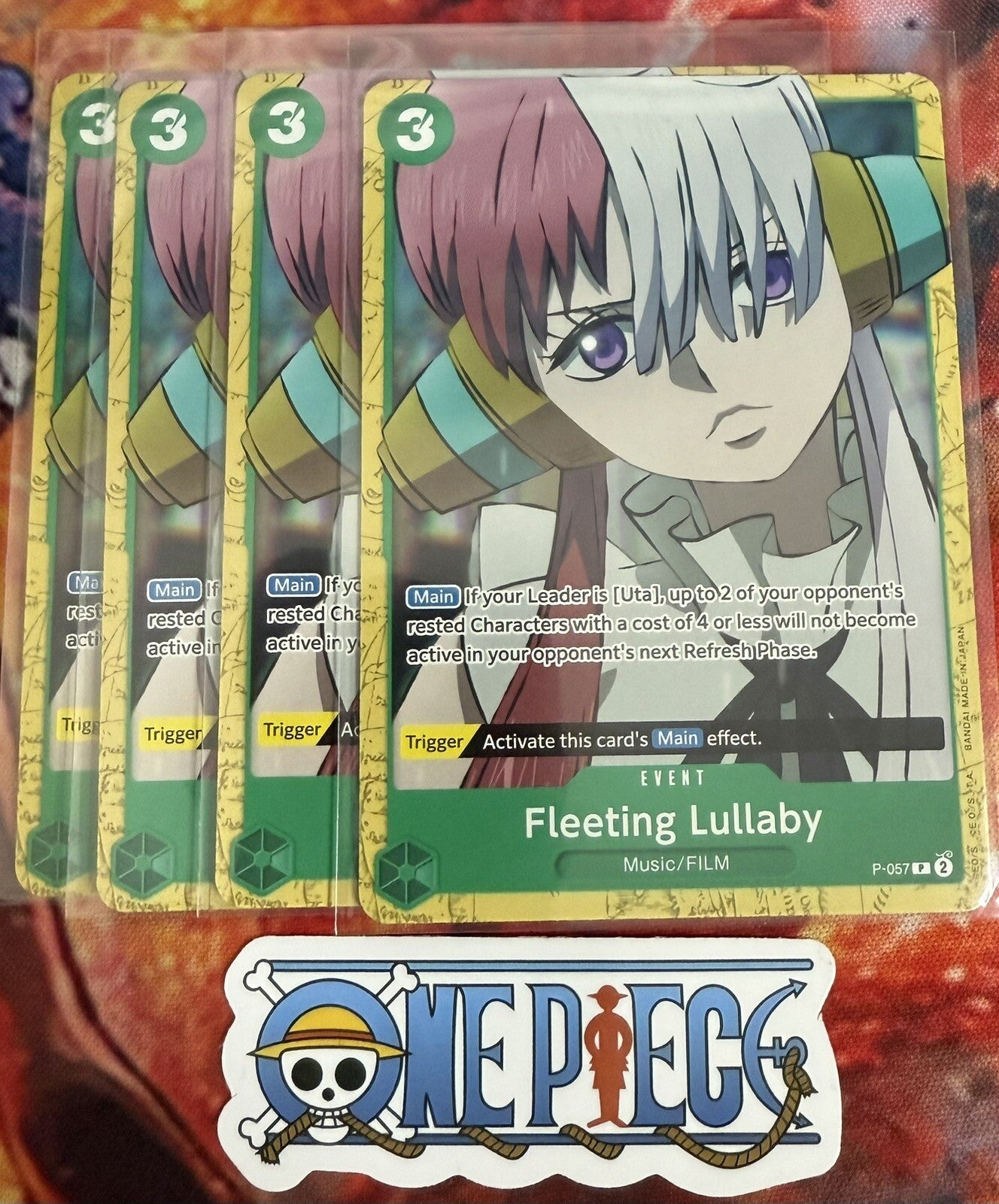 4x One Piece  P-057 P - Fleeting Lullaby - English - Playset - TCG - NM/M