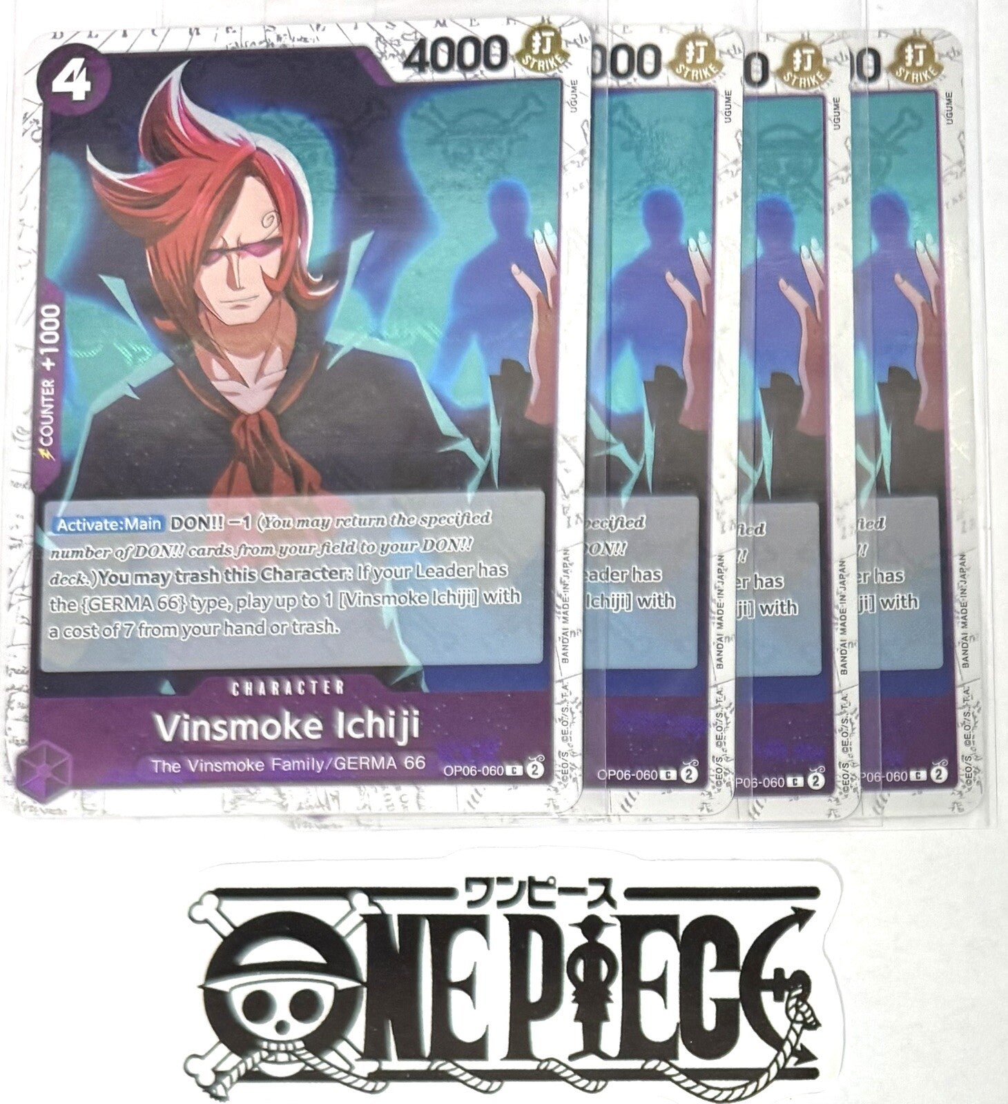4x One Piece OP06-060 C Vinsmoke Ichiji - Flag Foil - ENG - TCG - Playset - NM/M