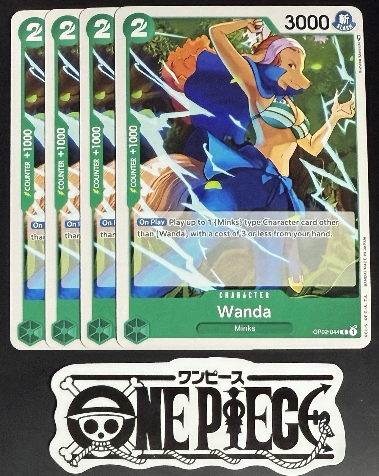4x One Piece OP02-044 C Wanda - English - Playset - Regular - TCG - NM/M