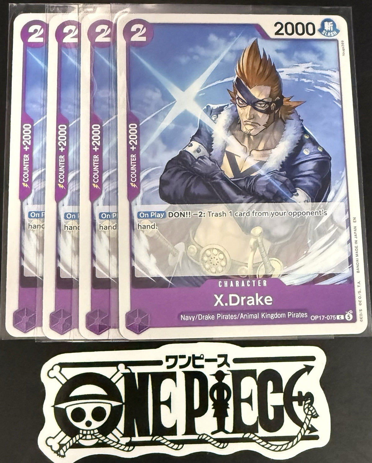 4x One Piece OP17-075 C - X.Drake - EN - Regular - Play Set - TCG - NM/M