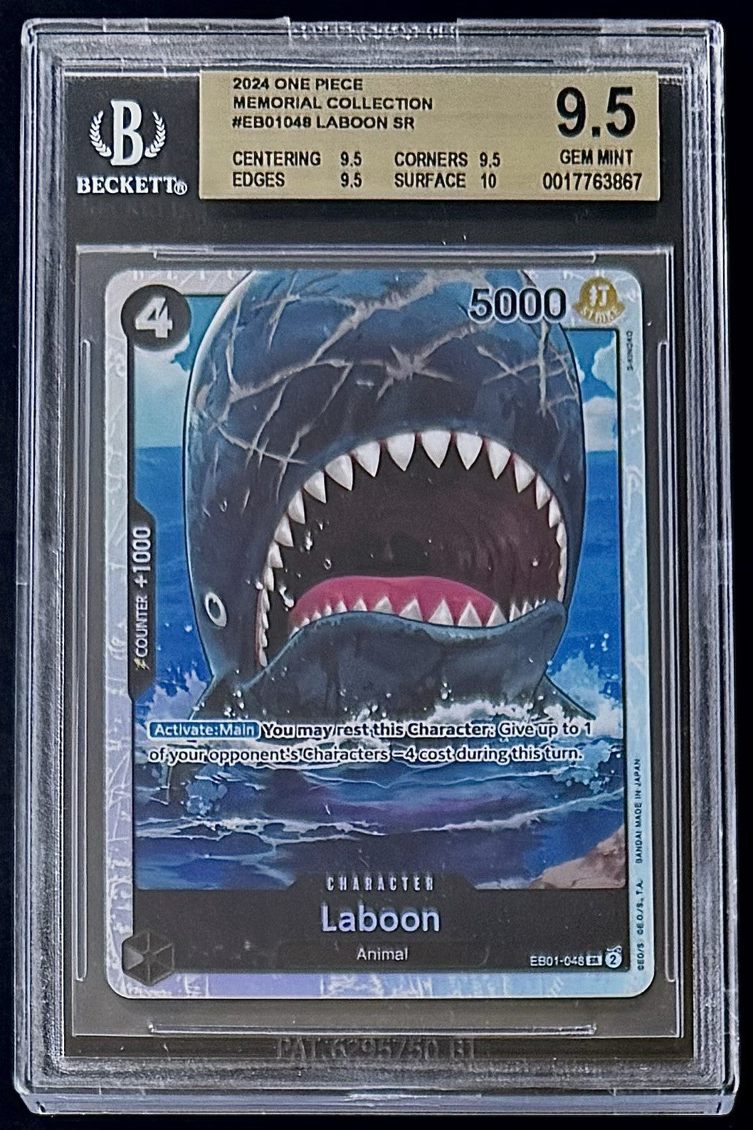 BGS 9.5 One Piece EB01-048 SR Laboon - English - Memorial Collection - Graded