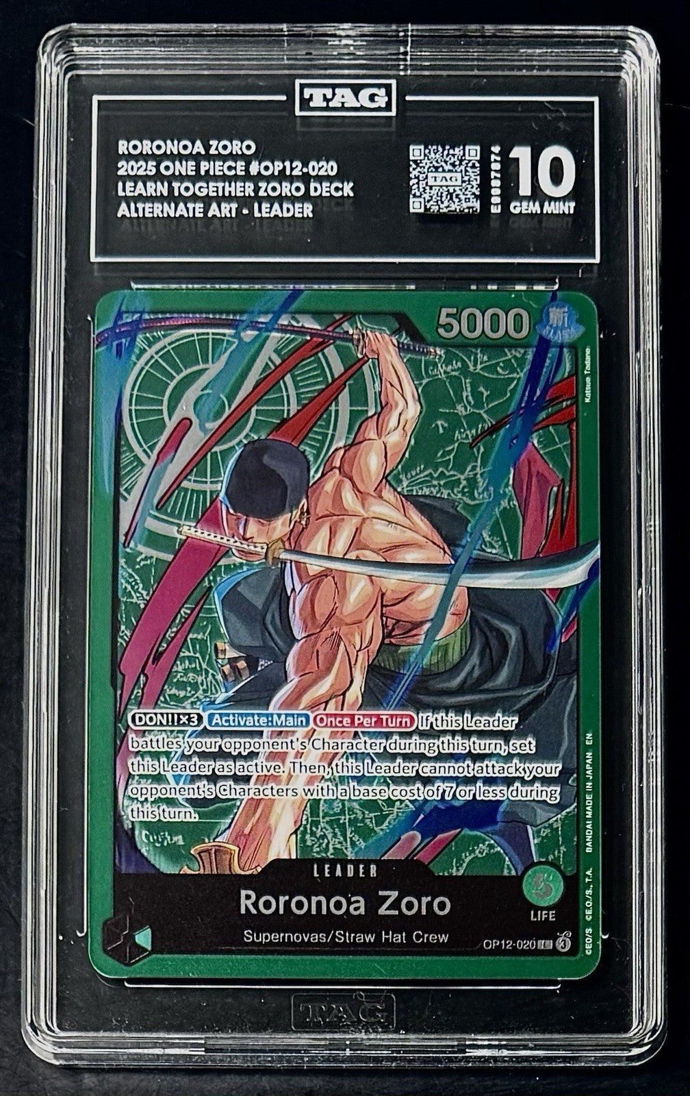 TAG 10 One Piece OP12-020 L - Roronoa Zoro - EN - Foil - Learn Together Leader