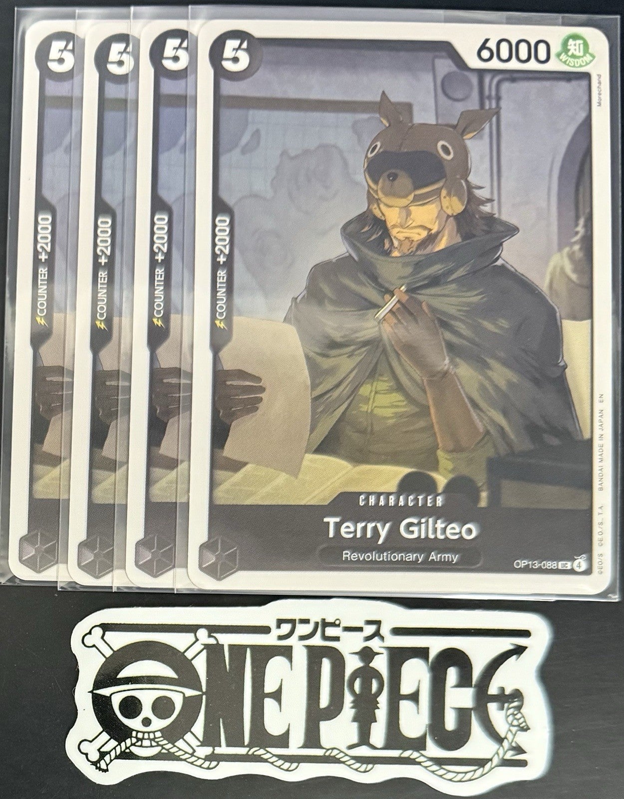 4x One Piece OP13-088 UC Terry Gilteo - ENG - Regular - Playset - TCG - NM/M
