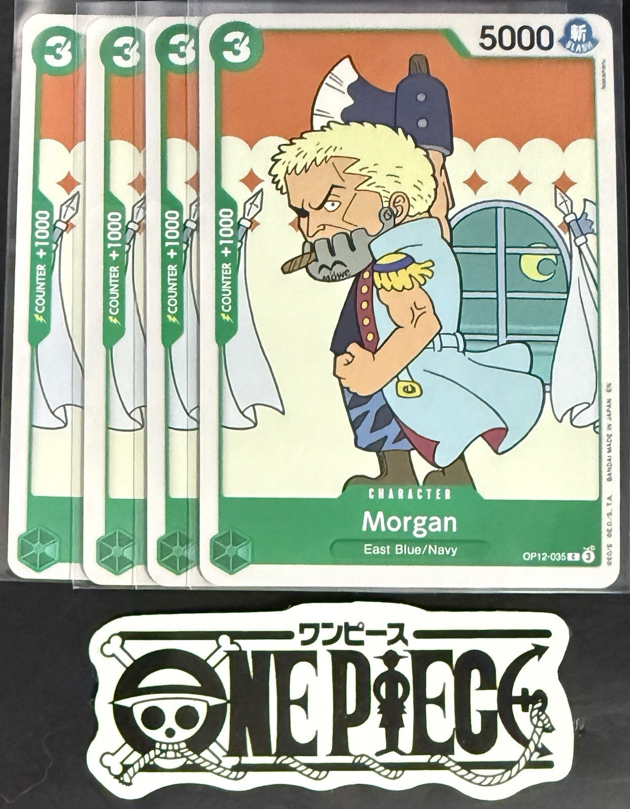 4 x One Piece OP12-035 C Morgan - ENG - Regular - Playset - NM/M