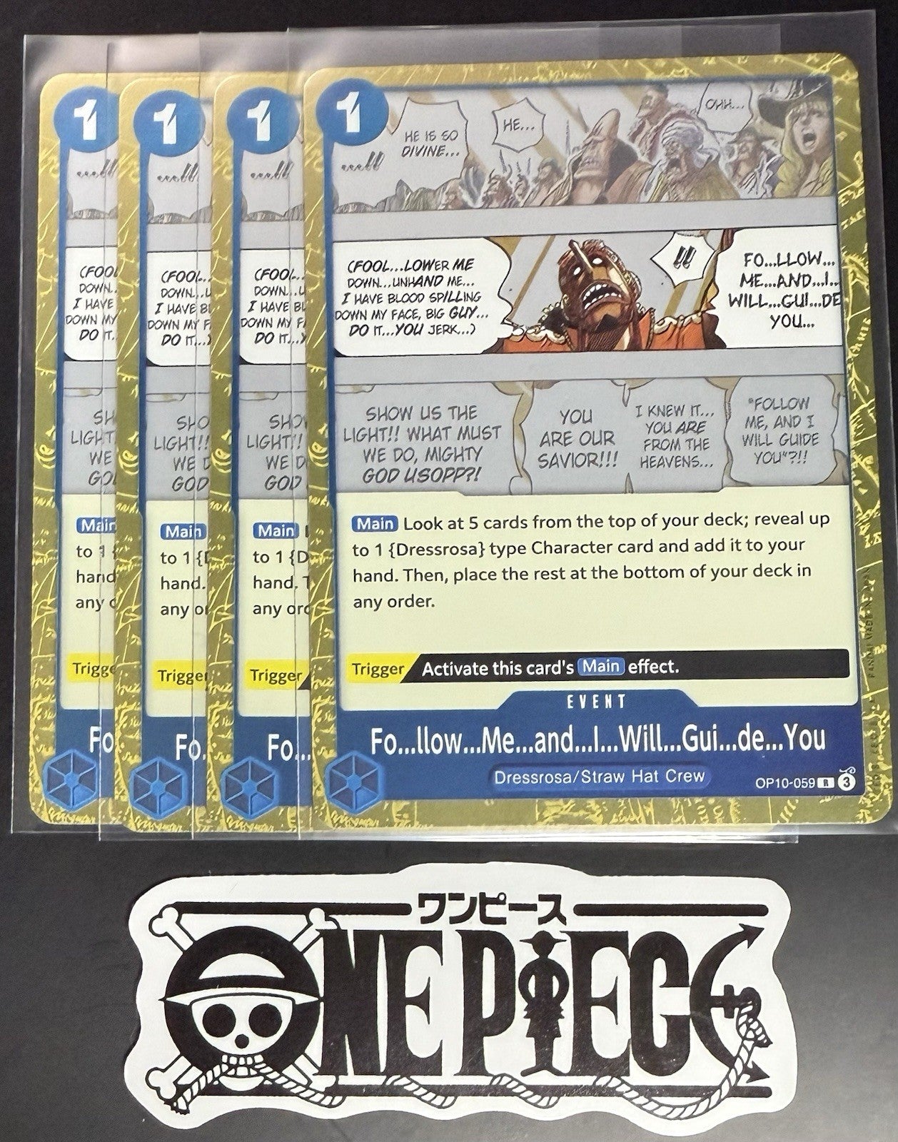 4x One Piece OP10-059 R Fo...llow...Me...- English - Foil - Playset - TCG - NM/M