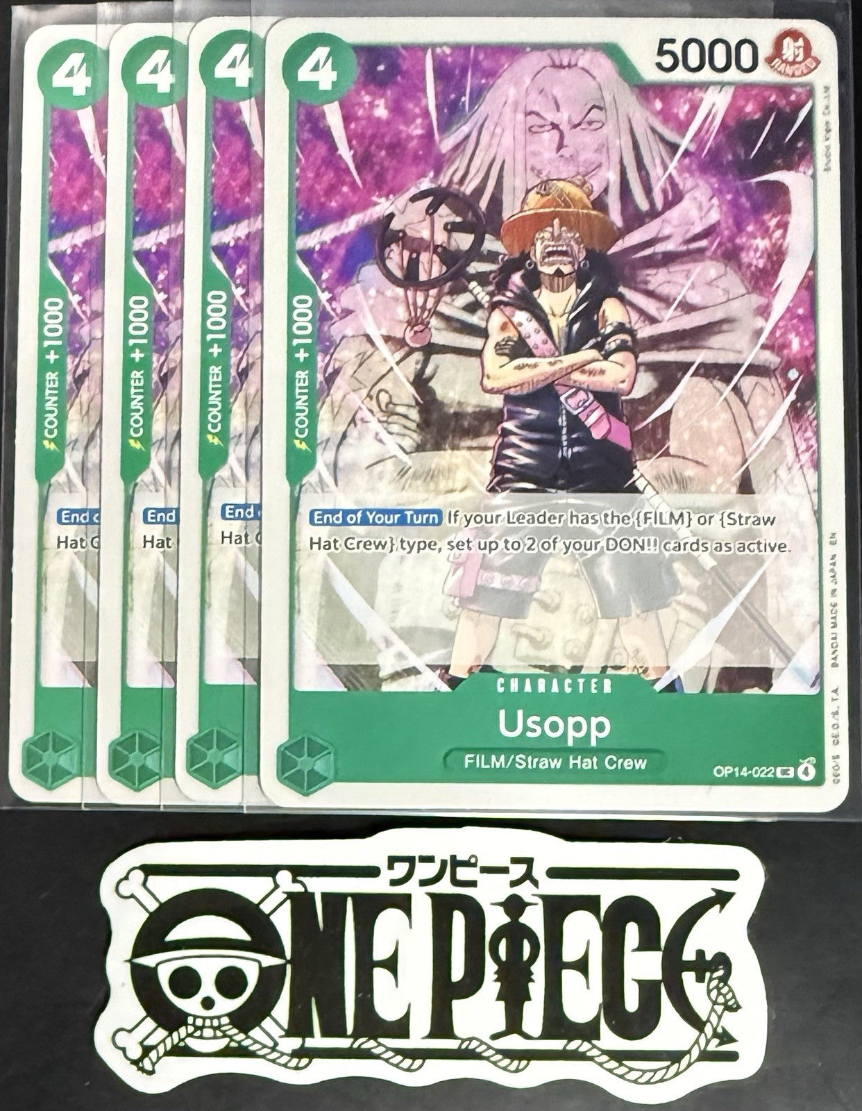 4x One Piece OP14-022 UC Usopp - ENG - Regular - Playset - NM/M