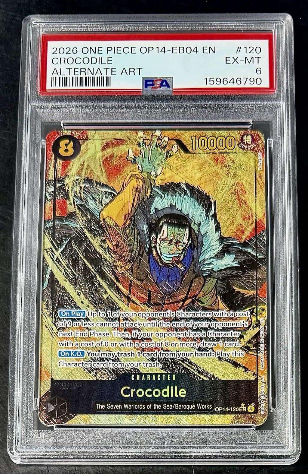 PSA 6 One Piece OP14-120SEC* - Crocodile - Alt Art - EN - The Azure Seas Seven