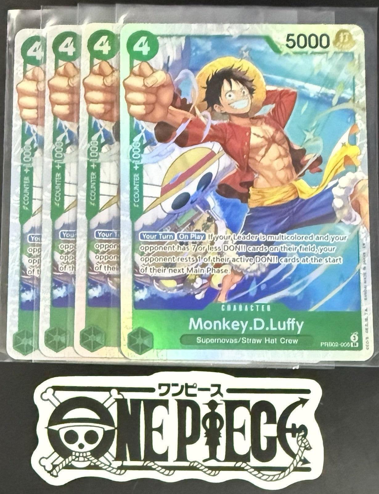 4 x One Piece PRB02-005 SR - Monkey.D.Luffy - EN - Foil - Play Set - NM/M
