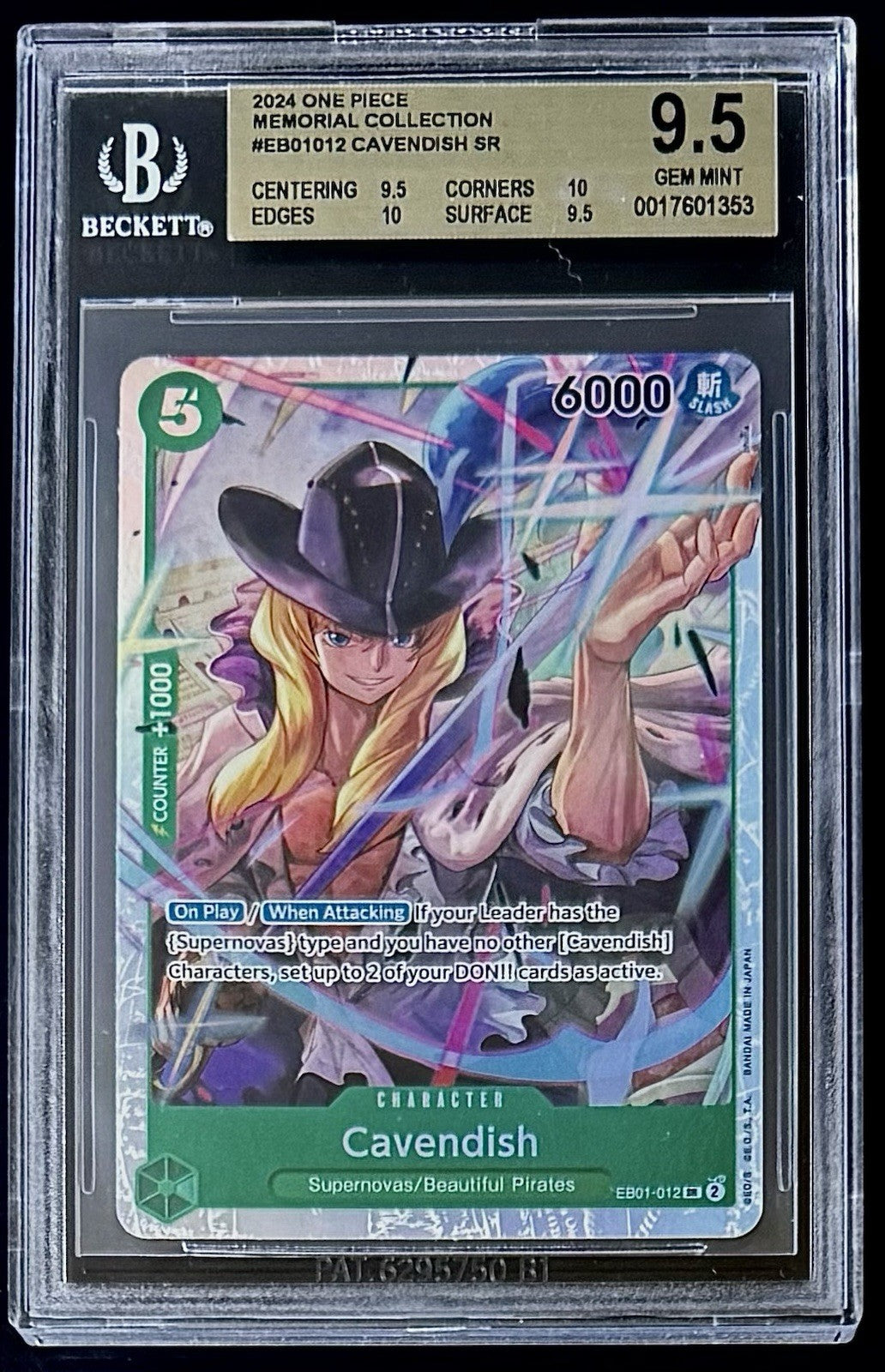 BGS 9.5 One Piece EB01-012 SR Cavendish - English - Memorial Collection