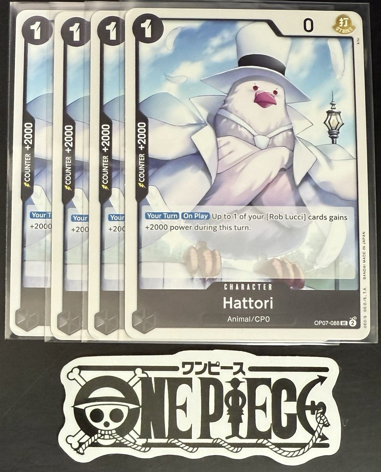 4x One Piece OP07-088 UC Hattori - English - Regular - Play Set - NM/M