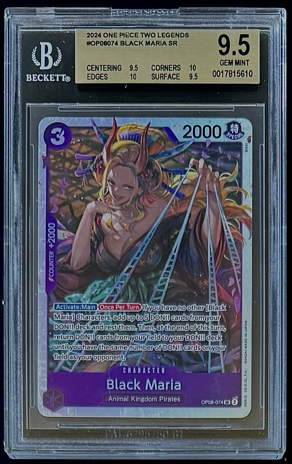 BGS 9.5 One Piece OP08-074 SR - Black Maria - English - Two Legends - Foil