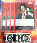 4x One Piece OP07-001 Monkey.D.Dragon - Leader - English - TCG - Mint