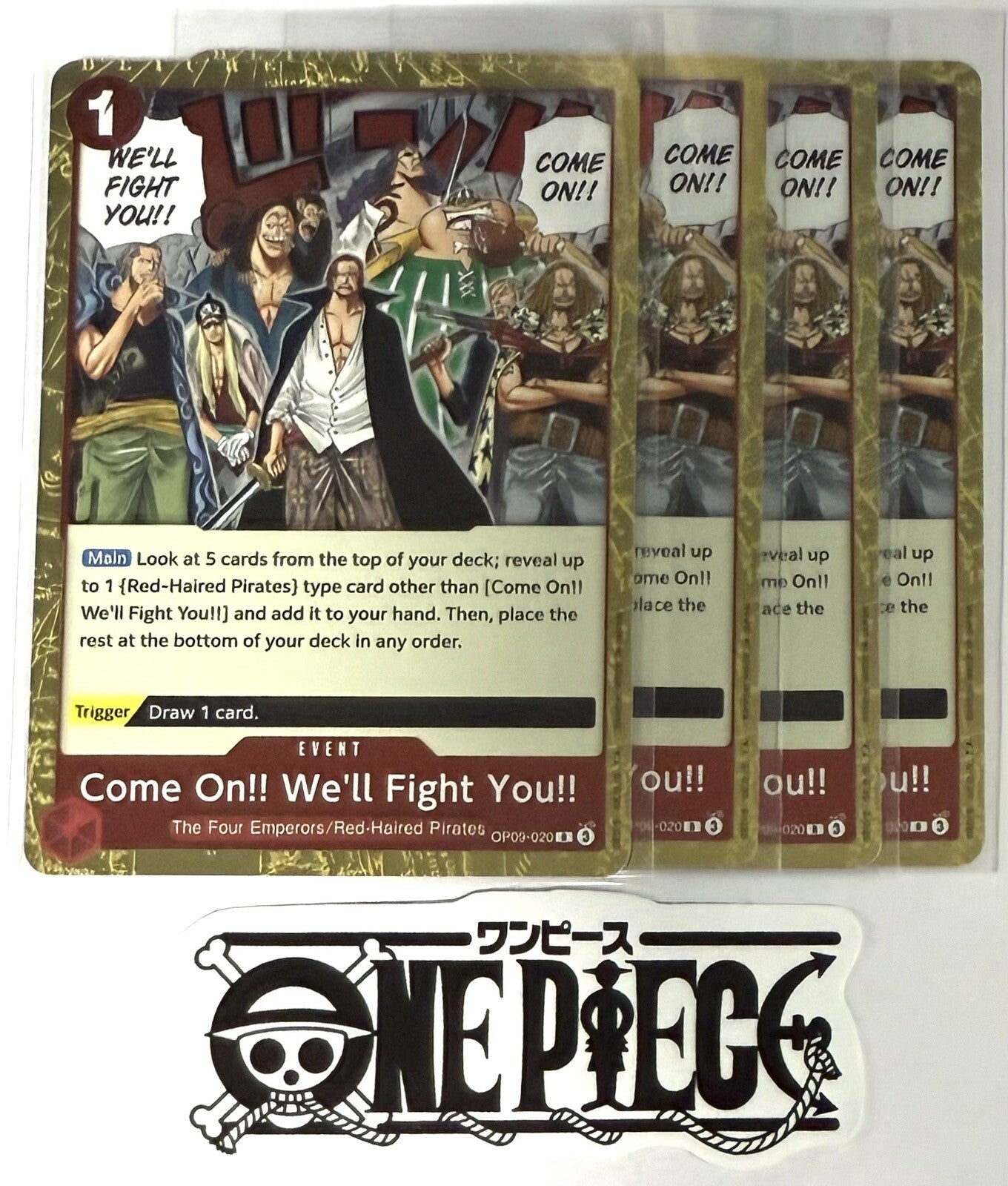 4x One Piece OP09-020 R Come on!! We'll Fight You - Foil - English -  TCG - NM/M