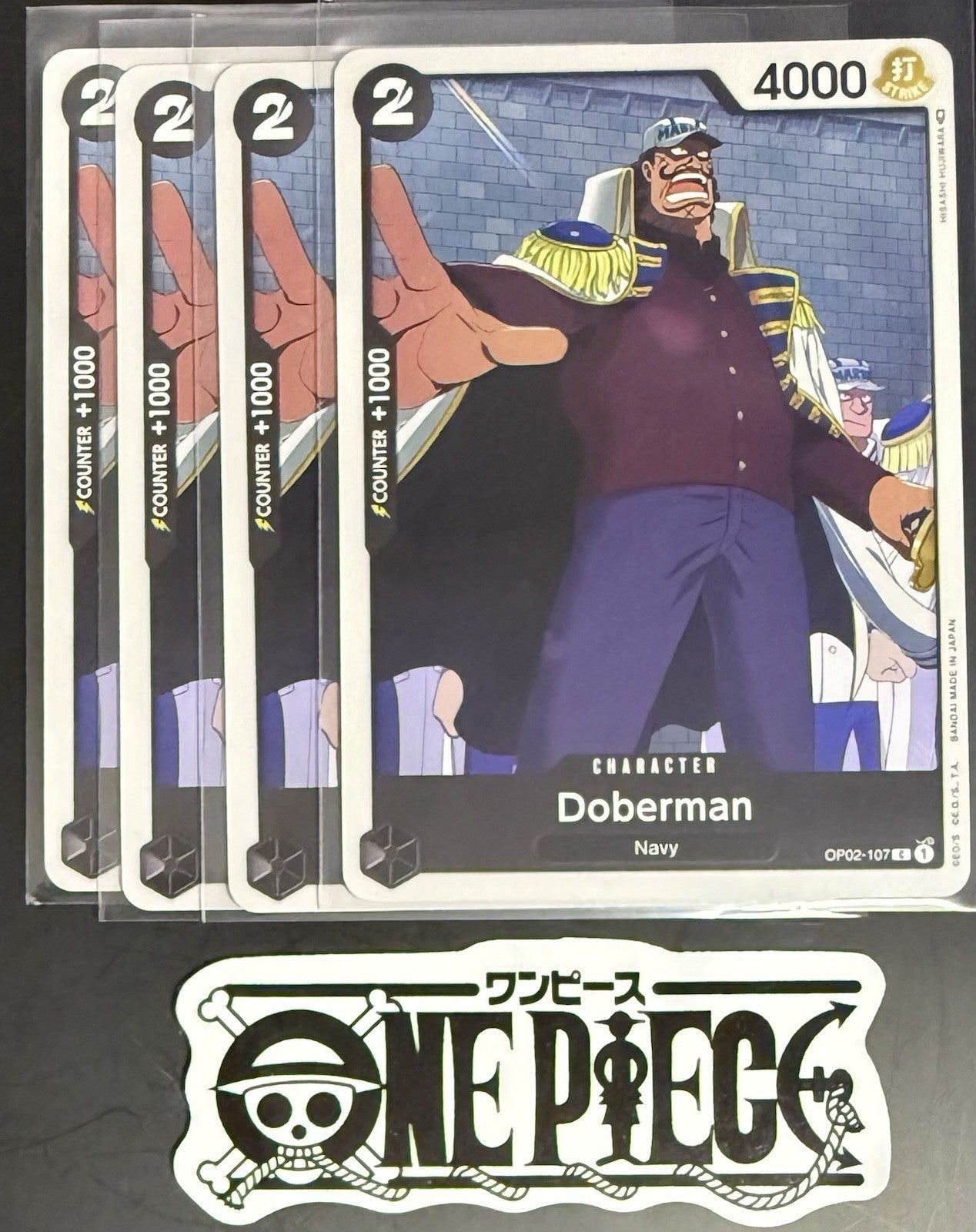 4x One Piece OP02-107 C Doberman - English - Playset - Regular - TCG - NM/M
