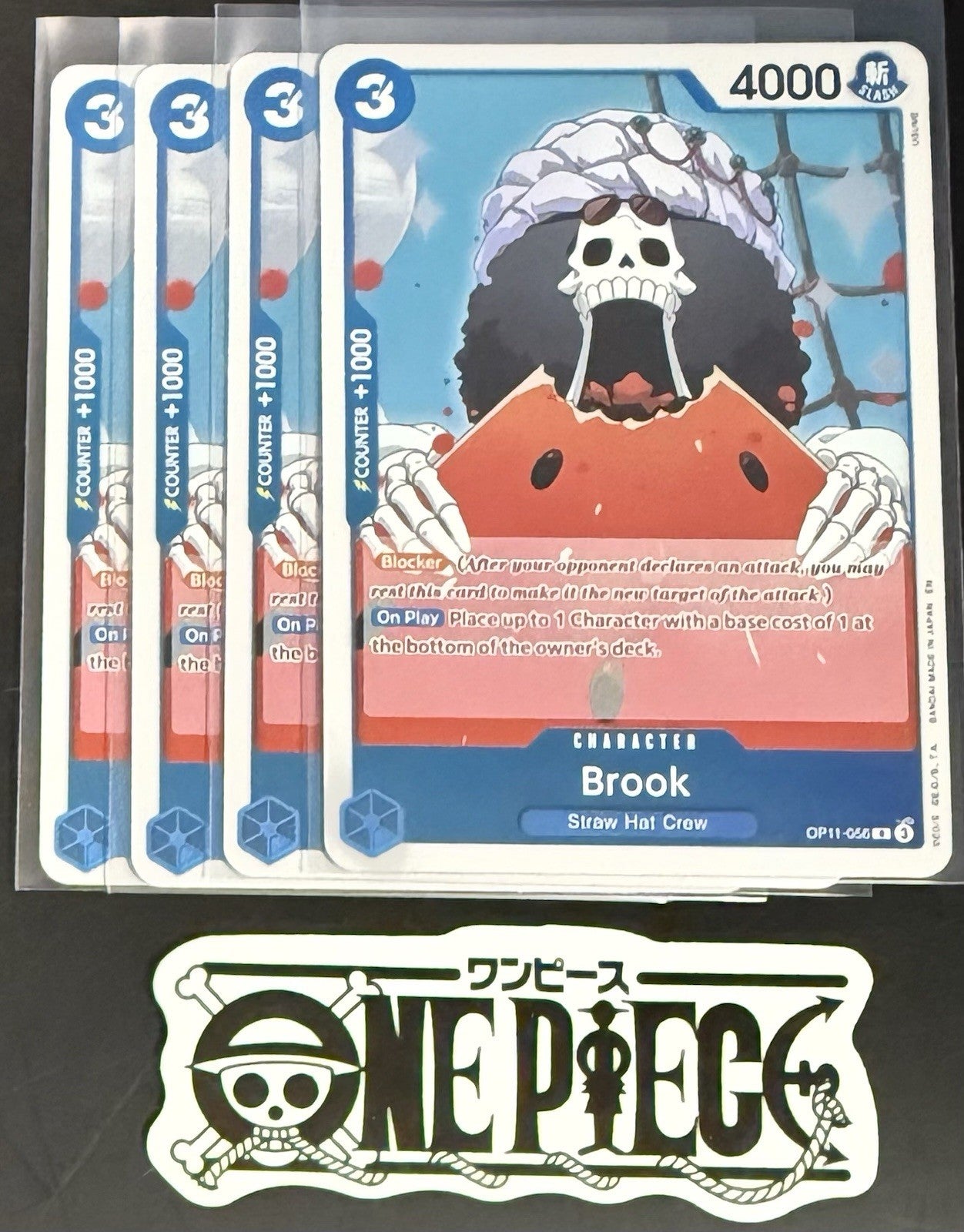 4x One Piece OP11-056 R Brook - English - Foil - Playset - TCG - NM/M