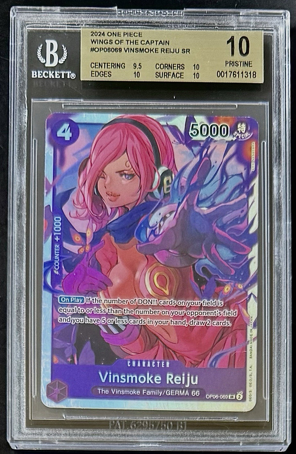 BGS 10 One Piece OP06-069 SR Vinsmoke Reiju - English - Wings Captain - Graded