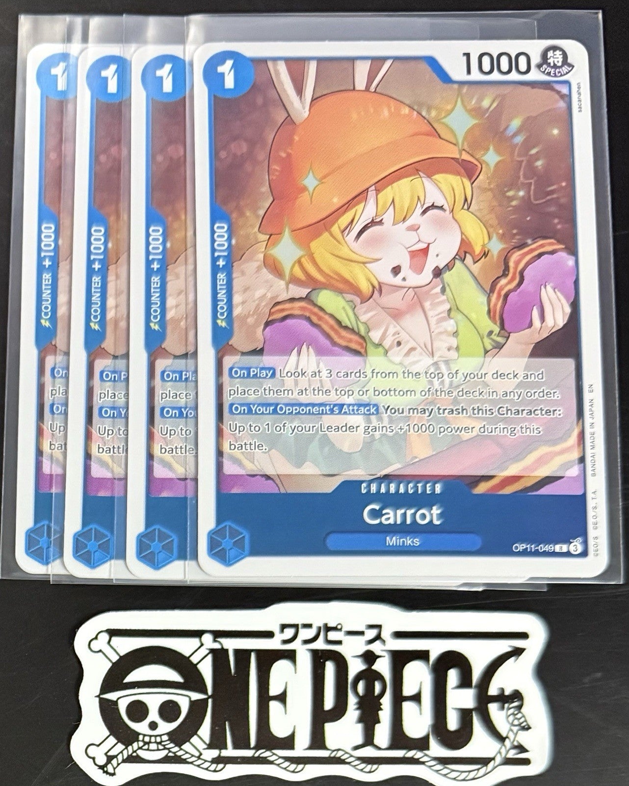 4x One Piece OP11-049 R Carrot - English - Foil - Playset - TCG - NM/M