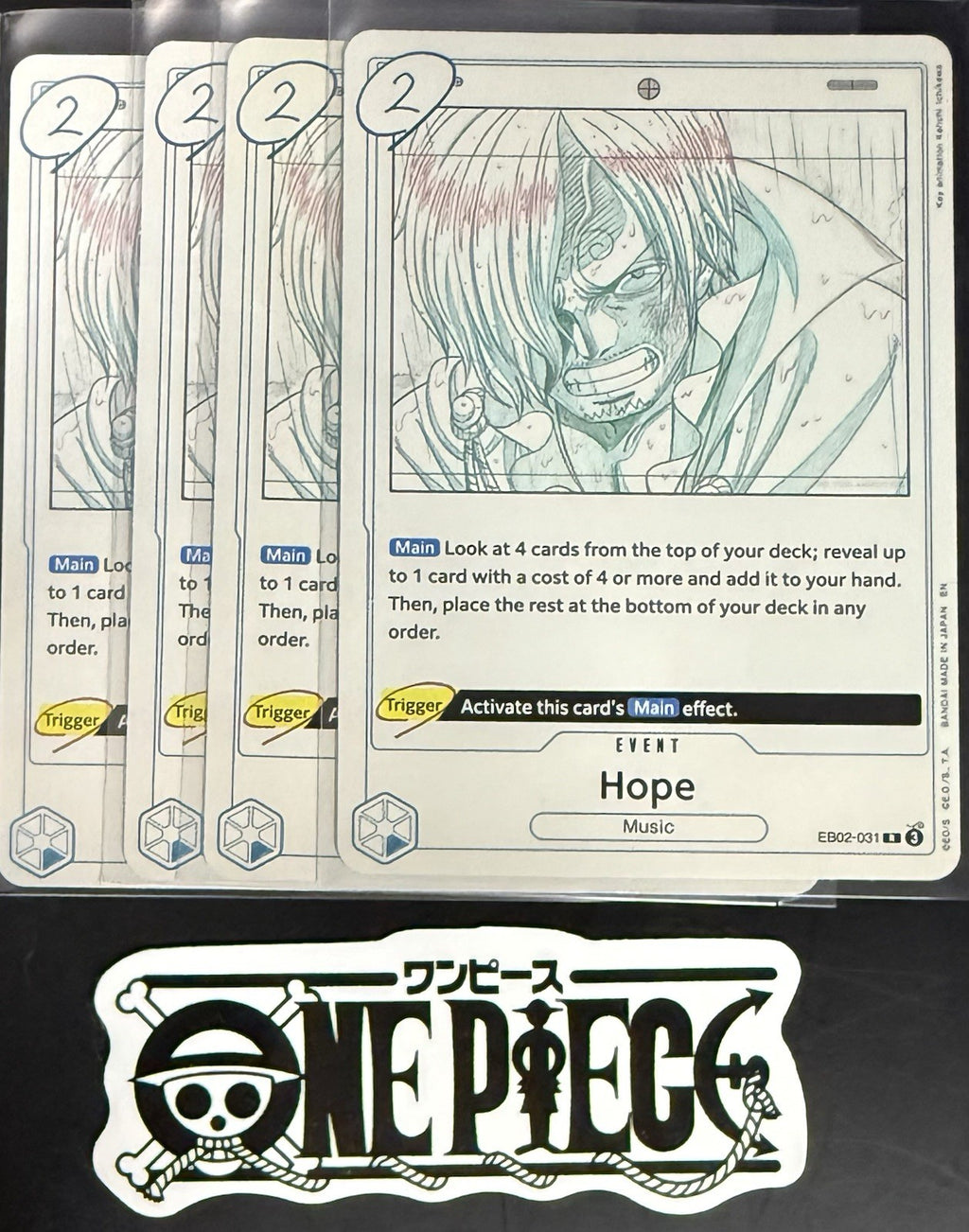 4x One Piece EB02-031 R  Hope - English - Foil -Playset - TCG - Mint