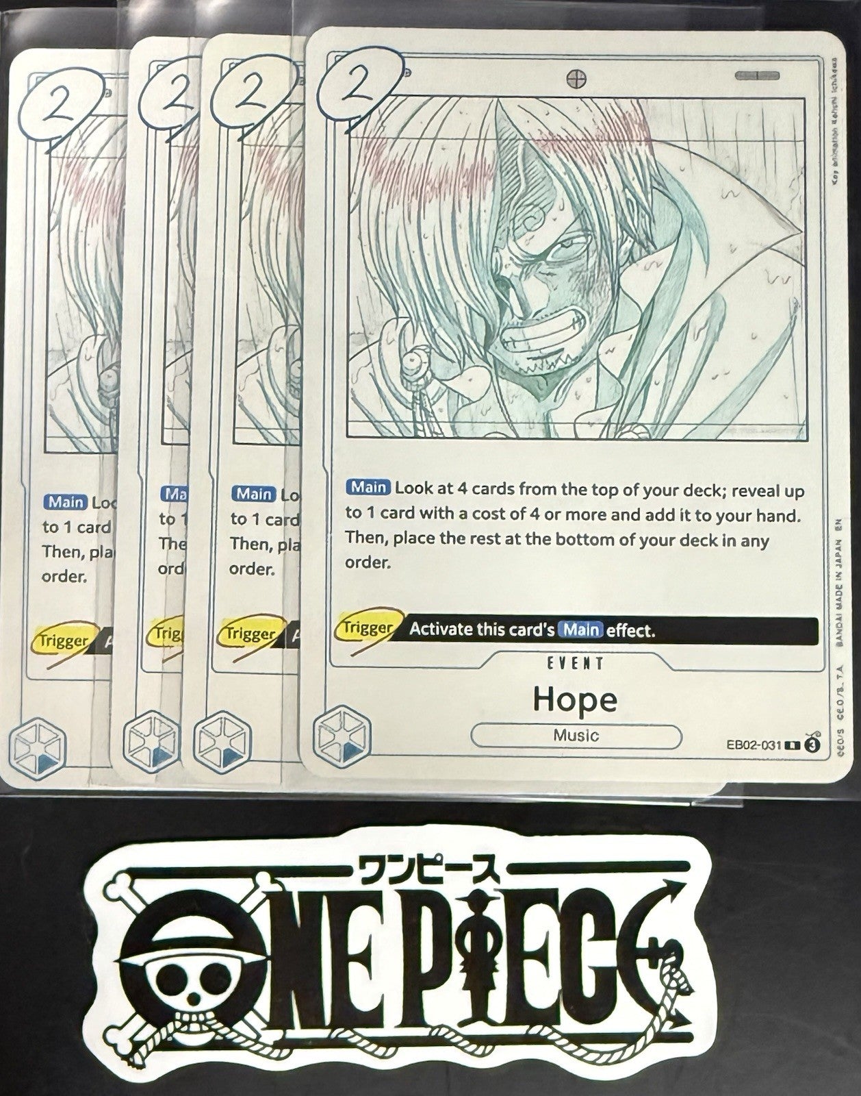 4x One Piece EB02-031 R  Hope - English - Foil -Playset - TCG - Mint