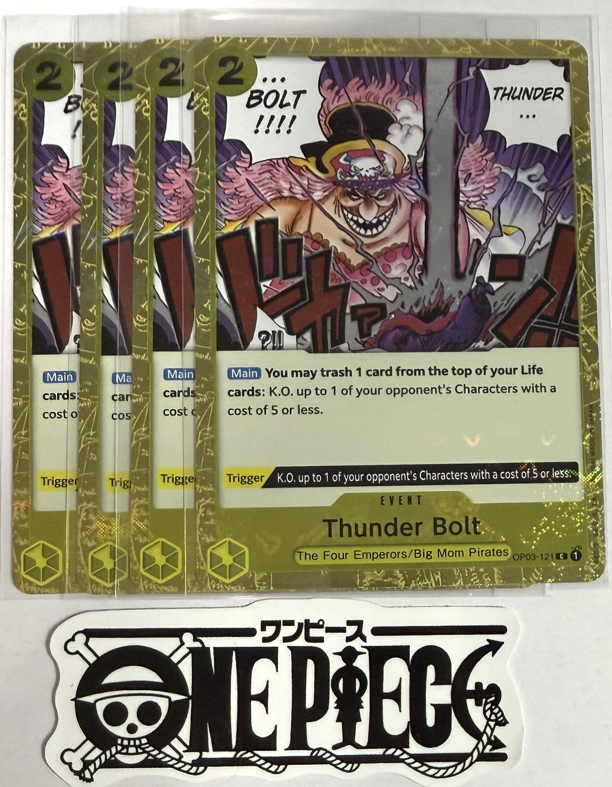 4x One Piece OP03-121 C Thunder Bolt - Flag Foil - English - Playset - TCG -NM/M