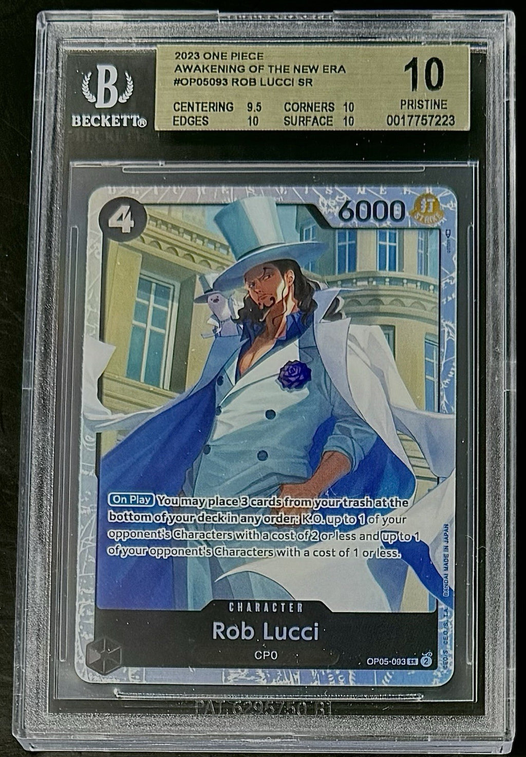BGS 10 One Piece OP05-093 SR Rob Lucci - EN - Awakening of the New Era - Graded