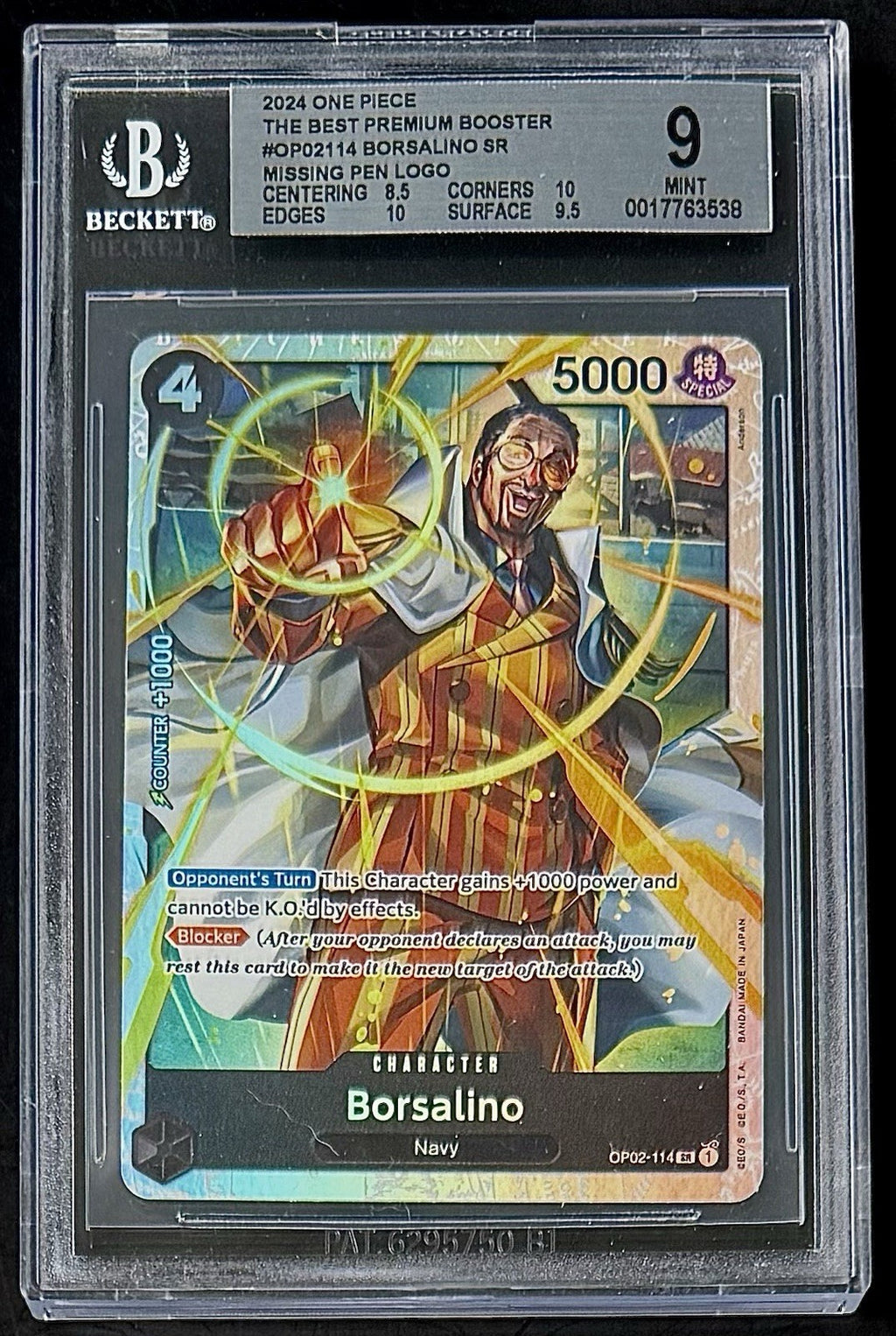 BGS 9 One Piece OP02-114 SR Borsalino - English - Foil - PRB01 - Graded
