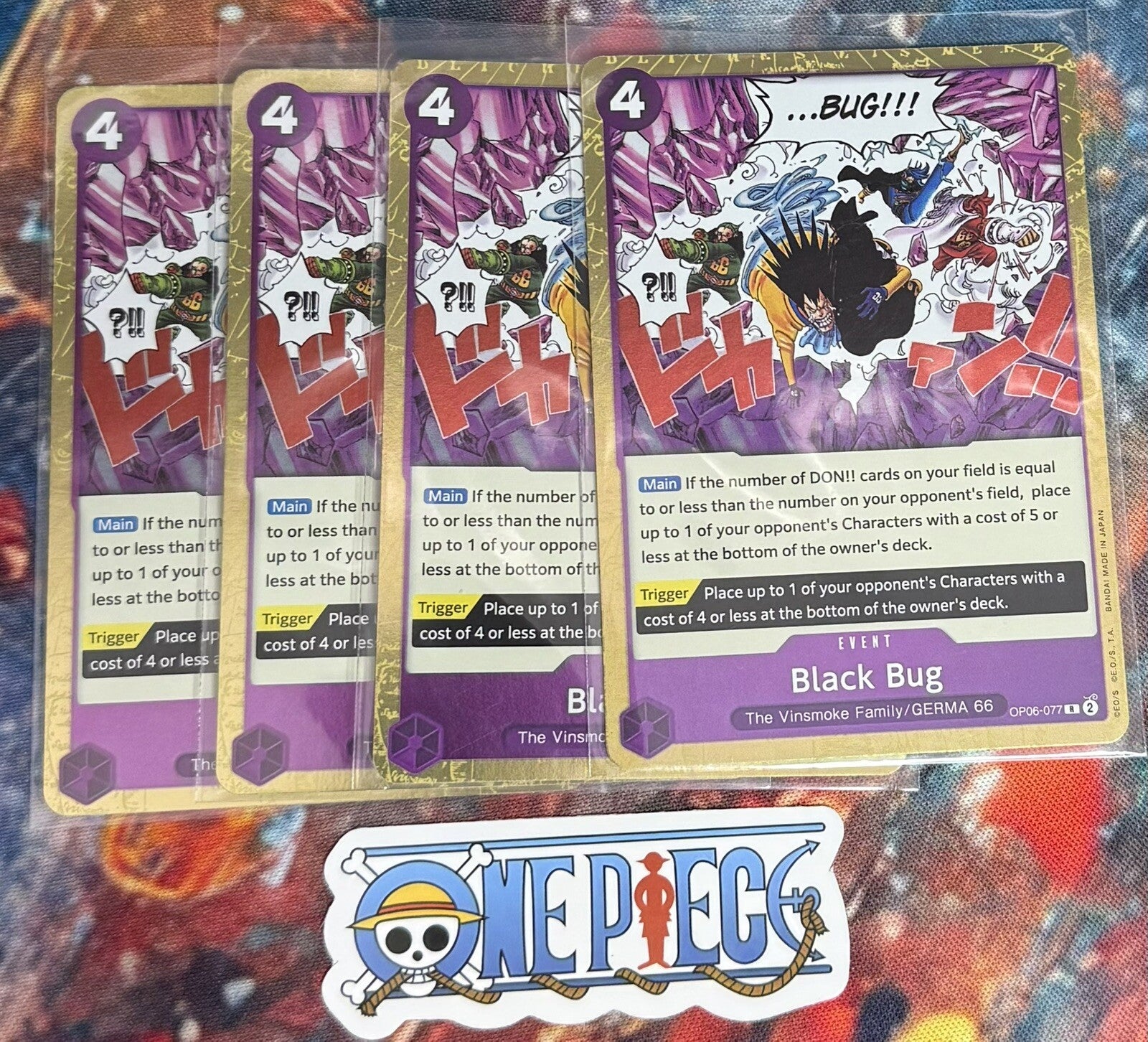 4x One Piece OP06-077 R Black Bug - ENG - Foil - Playset - TCG - NM/M