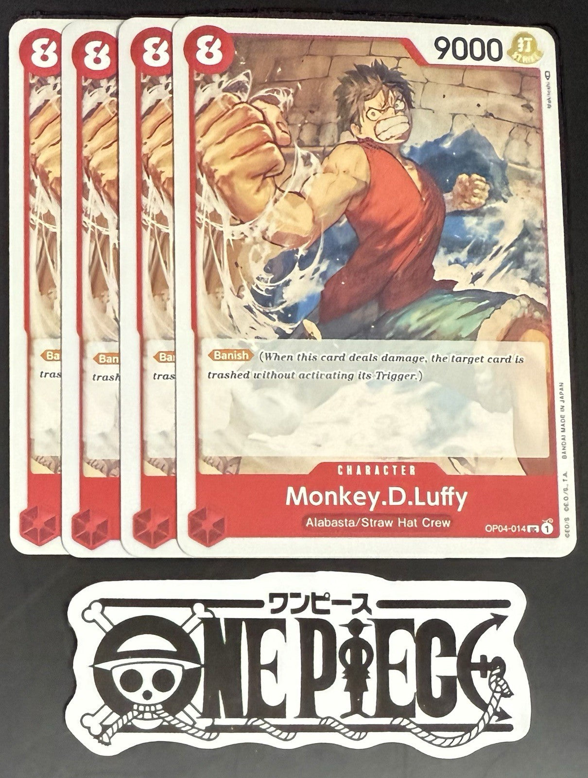 4x One Piece OP04-014 UC Monkey.D.Luffy - ENG - Regular - Play Set - TCG - NM/M