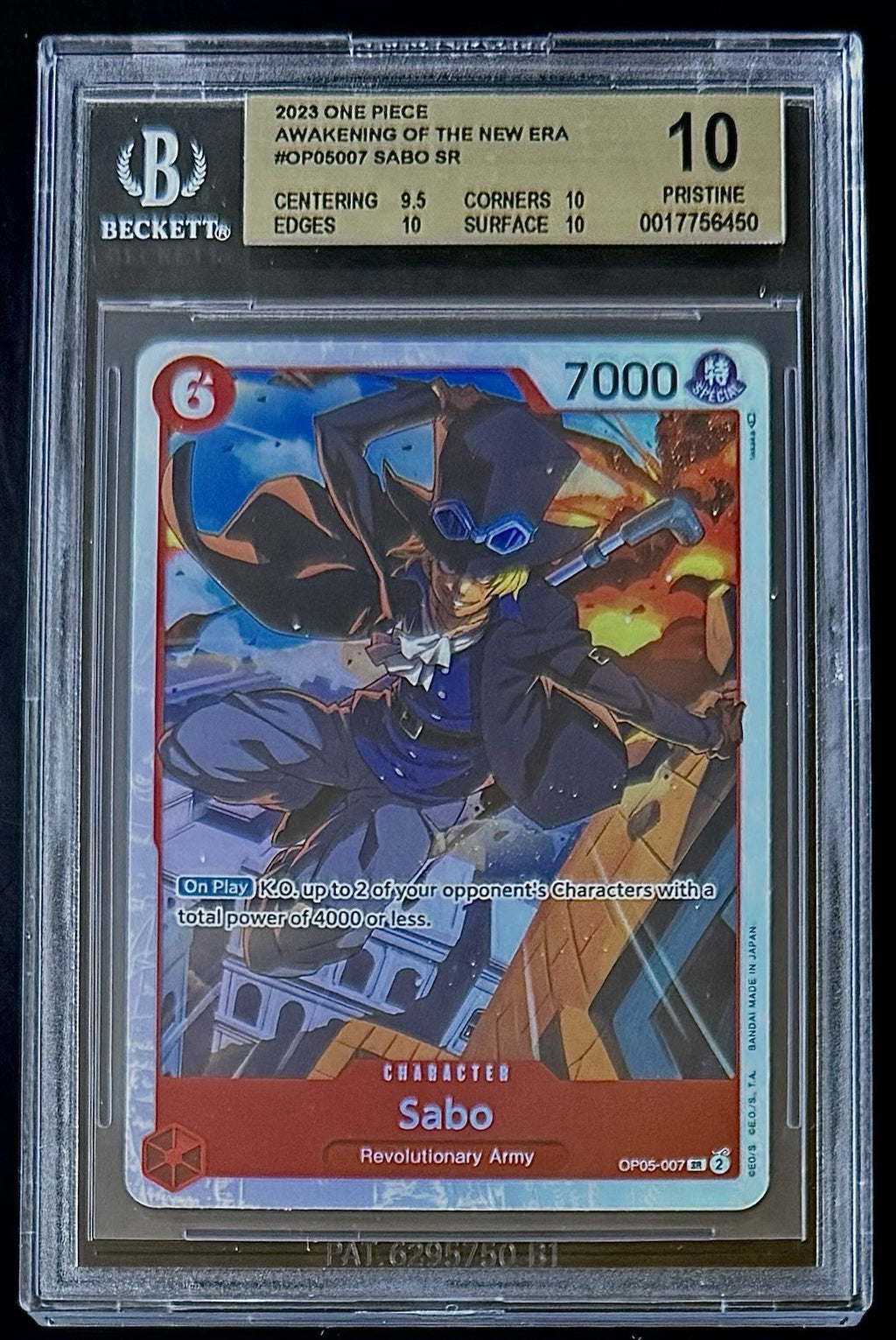 BGS 10 One Piece OP05-007 SR Sabo - English - Foil - PRB01 - Graded