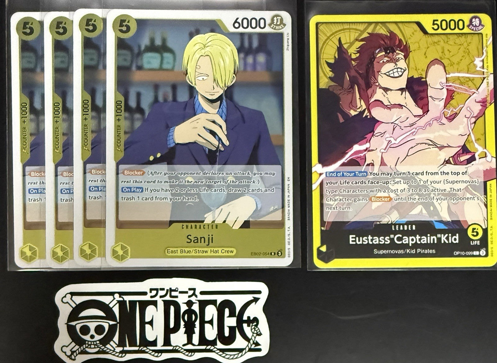 4x One Piece EB02-054 R Sanji + Leader - English - Foil - Play Set - TCG - NM/M