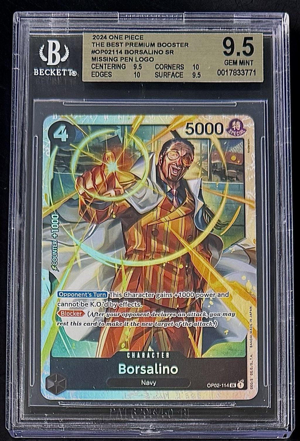 BGS 9.5 One Piece OP02-114 SR Borsalino - English - PRB01 - Graded