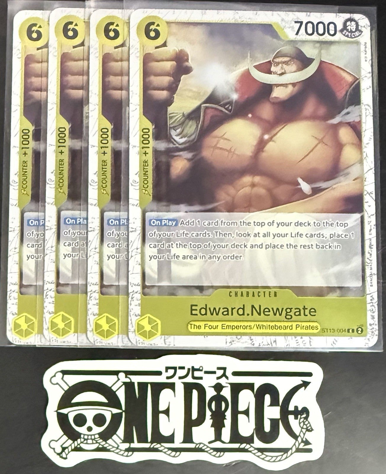 4 x One Piece ST13-004 C Edward.Newgate - English - PRB02 Foil - Playset - NM/M