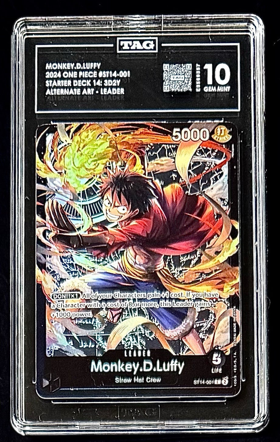 TAG 10 One Piece ST14-001 L - Monkey.D.Luffy - Alt Art - EN - Foil - 3D2Y