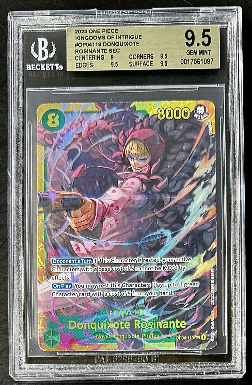 BGS 9.5 One Piece OP04-119 SEC Donquixote Rosinante-English Kingdoms of Intrigue