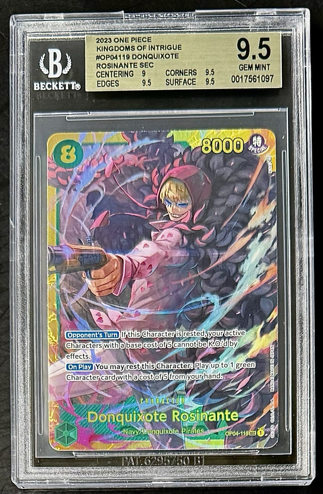 BGS 9.5 One Piece OP04-119 SEC Donquixote Rosinante-English Kingdoms of Intrigue