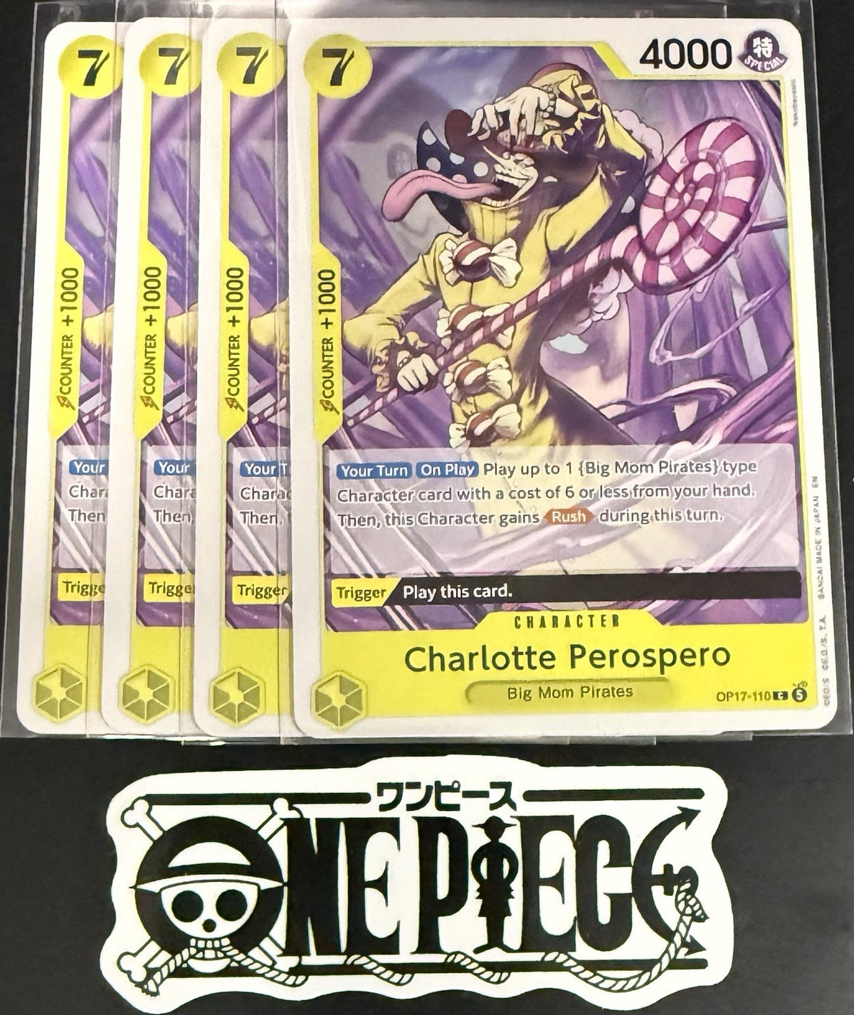 4x One Piece OP17-110 C - Charlotte Perospero - EN - Regular - Play Set - NM/M