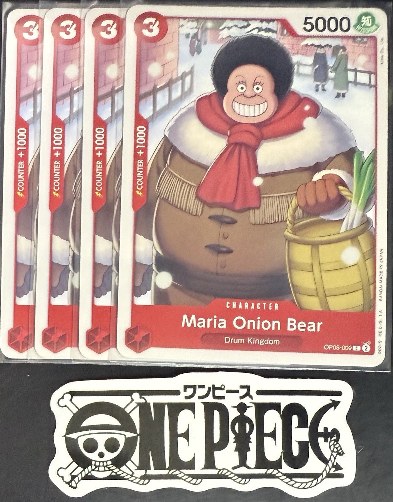 4x One Piece OP08-009 C Maria Onion Bear - ENG - Regular - Play Set - TCG - NM/M