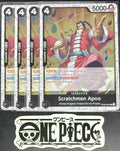 4 x One Piece OP08-087 UC Scratchmen Apoo- English - PRB02 Foil - Playset - NM/M