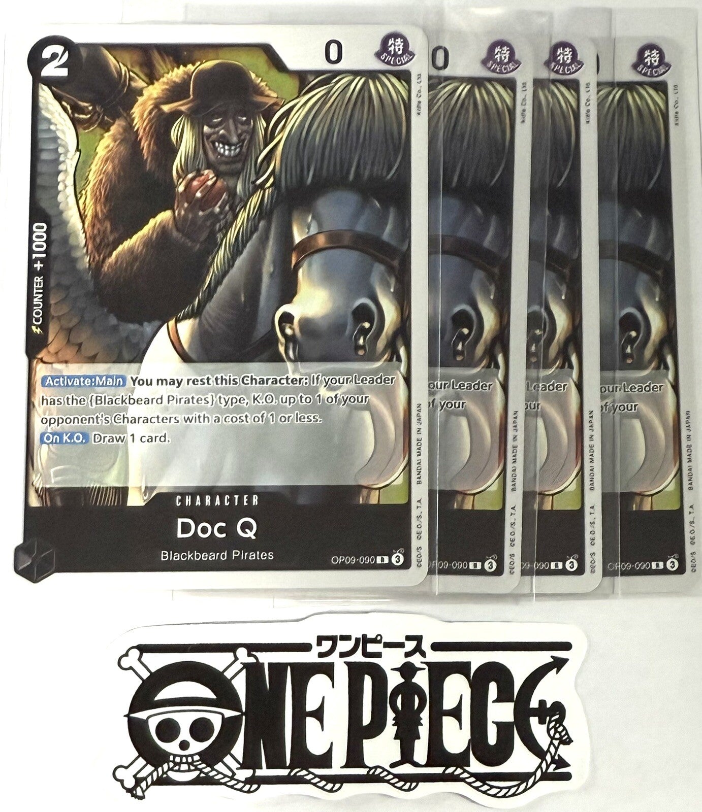 4x One Piece OP09-090 R Doc Q - Foil - English - TCG - Mint