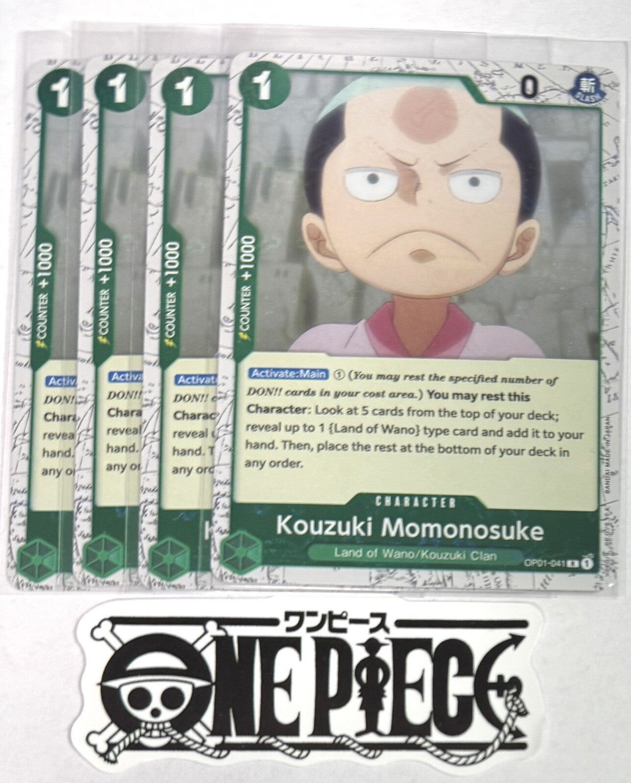 4x One Piece OP01-041 R Kouzuki Momonosuke - Flag Foil - ENG - Playset - NM/M