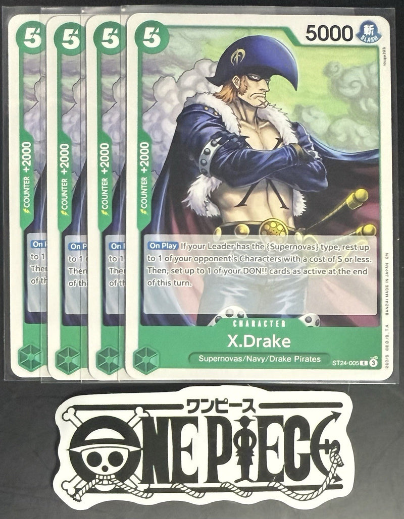 4x One Piece ST24-005 C X.Drake - English - Regular - Playset - TCG - NM/M