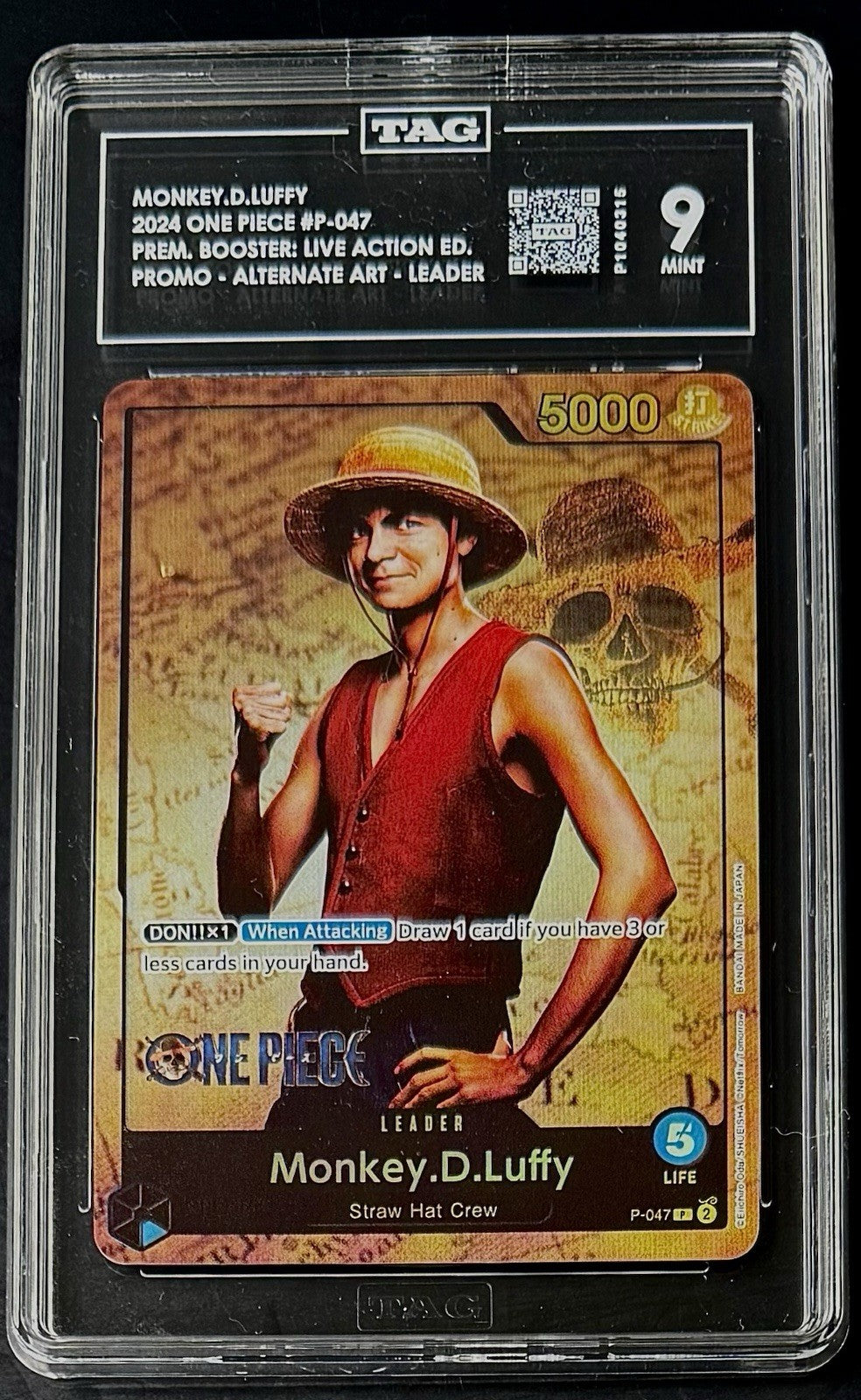 TAG 9 One Piece  P-047 P - Monkey.D.Luffy - Alt Art - EN - Foil - Live Action